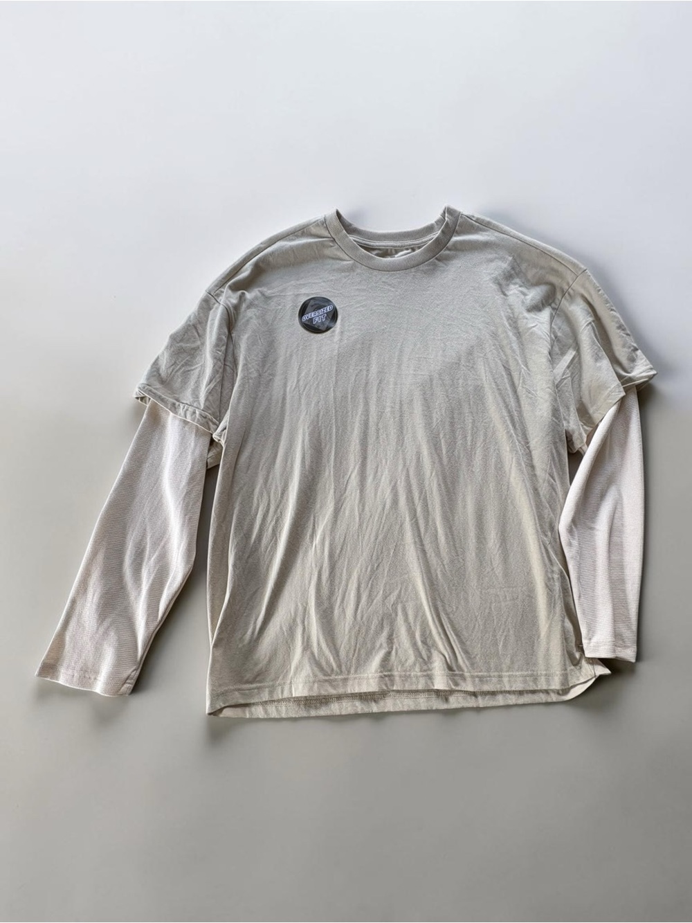 NWT Hollywood The Jean People Neutral Layered Long-Slv Tee Oversized Fit Large - Picture 11 of 11